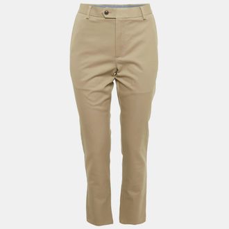 CHARLES TYRWHITT Dark Beige Cotton Gabardine Extra Slim Fit Trousers S