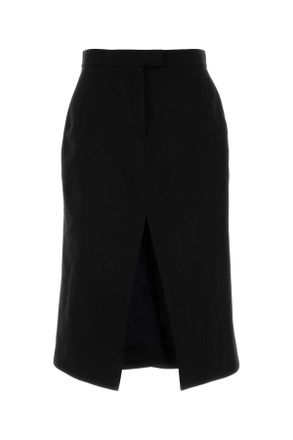 Alexander McQueen Alexander Mcqueen Black Stretch Wool Skirt