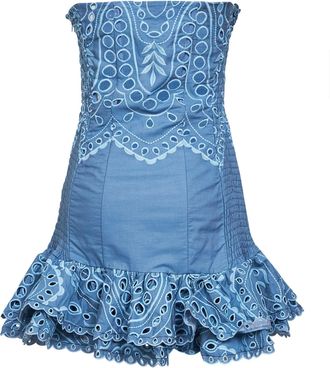 Charo Ruiz Ibiza Womens Mini Bustier Dress Salty Light Blue Cotton