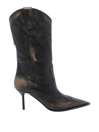 PARIS TEXAS Black Lidia Western Booties