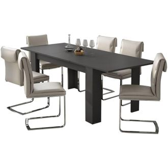 Dmora Tavolo Allungabile Campora, Allungabile, Meccanismo Estensione Allunga Centrale, Lunghezza Massima 220 cm, 220x90x75h cm Nero Antracite