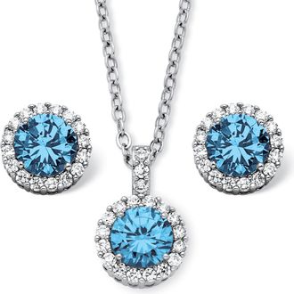 Palm Beach Jewelry 4.30 TCW Birthstone CZ Silvertone Jewelry Set