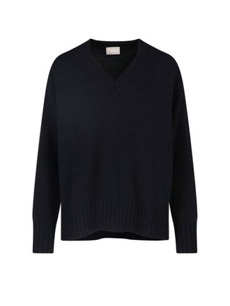 Drumohr Black Merino Wool V-Neck Sweater