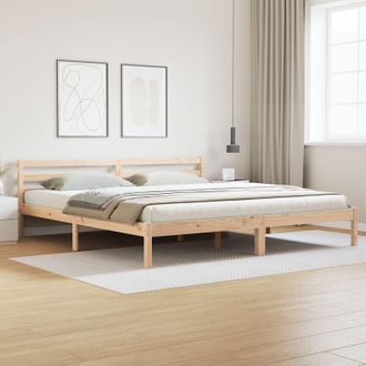 Berkfield Home Bed Frame with Headboard 200x210 cm Solid Wood Pine in Brown