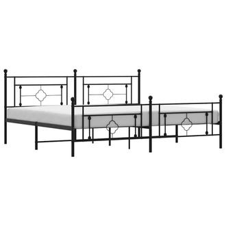 Berkfield Home Metal Bed Frame without Mattress with Footboard Black 193x203cm | Size: 193x203 cm