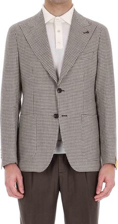 Tagliatore Pied-De-Poule Linen-Cotton Jacket Pino Lerario Line
