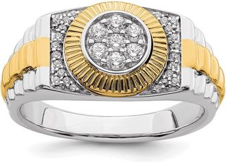 Diamond2Deal 10k Two-tone Lab Grown Diamond Wedding Band Ring 0.33Ct Clarity- VS Color- G-H
