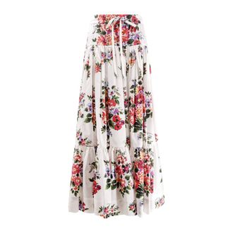 Dolce & Gabbana Maxi Skirts, female, Multicolor, Size: XS Flower Bouquet Poplin Long Skirt