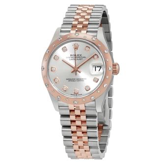 Rolex Datejust 31 Silver Diamond Dial Ladies Steel and 18kt Everose Gold Jubilee Watch 278341SDJ