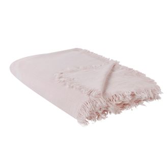 Beliani Beliani - Colcha Ropa De Cama Decorativa Con Flecos Algod&oacute;n Rosa 200 X 220 Cm Halpola