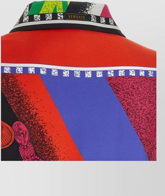 Versace silk formula 6 printed long-sleeve shirt
