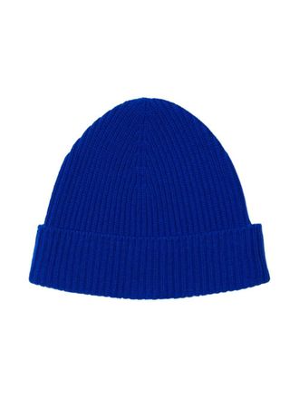 Burberry Cashmere Ribbed-Knit Beanie - Royal Blue