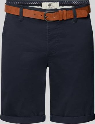 Redefined Rebel Regular Fit Chino-Shorts mit Gürtel Modell MIKE in Dunkelblau, Größe S