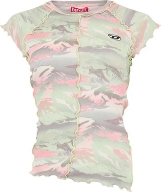 Diesel Kort T-shirt met logo - Dames - Tops - Veelkleurig - Maat: M Katoen
