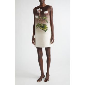 Oscar De La Renta Chin&eacute; Cyclamen Sleeveless Dress in Mahogany Ombre at Nordstrom, Size 12