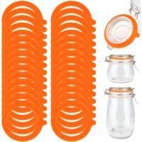 OEM Paquete De 30 Sellos De Silicona Para Frascos, 70 X 95 Mm, Sellos Intercambiables, Sellos De Goma Para Tapas De Vidrio Con Clip (naranja) - Crezuo