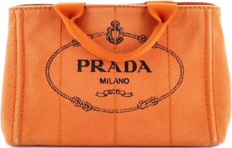 Prada Canapa Convertible canvas mini-shopper - Oranje