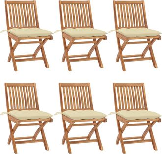 vidaXL Sillas De Jard&iacute;n Plegables 6 Uds Madera Maciza Teca Con Cojines Vidaxl