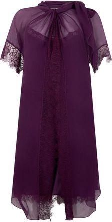 Alberta Ferretti Korte jurk met kanten details - Dames - Korte kleedjes - Paars - S - Kleedjes