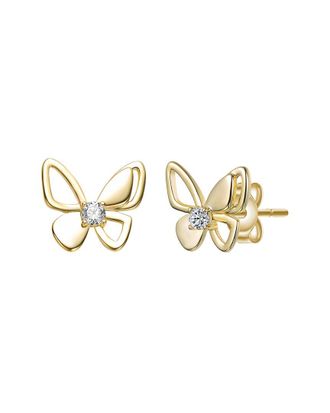 Rachel Glauber 14K Plated Cz Butterfly Earrings