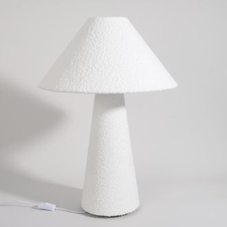 Maisons du monde L&aacute;mpara c&oacute;nica de lana efecto borreguito blanca