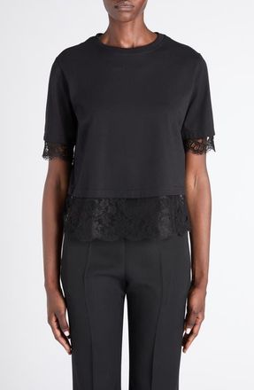 Alexander McQueen Lace Layer T-Shirt in Black at Nordstrom, Size 12 Us
