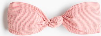 H&M Wattiertes Bandeau-Bikinitop - Rosa/Hellbeige Gestreift