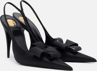 Saint Laurent Tea bow-detail satin slingback pumps