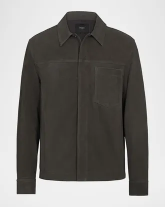 Vince Men & apos;s Nubuck Leather Trucker Jacket