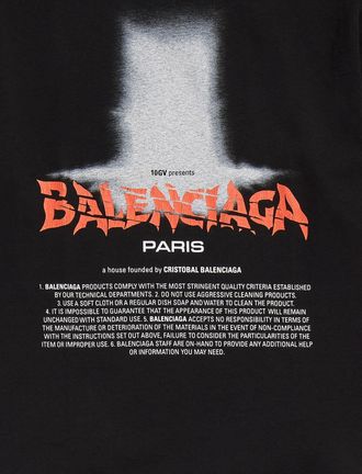 Balenciaga Mens T-Shirt The Door Oversized Cotton Black T-Shirts And Polos