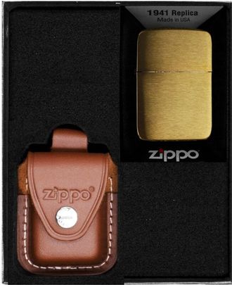 OEM Encendedor Zippo R&eacute;plica Brush Brass Set De Regalo N.&ordm; 2