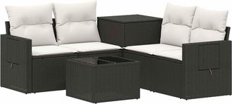 vidaXL Juego De Sof&aacute; 6 Uds. Negro Y Blanco Crema Vidaxl