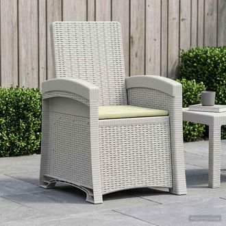 vidaXL Vidaxl Sedia Da Giardino Reclinabile Effetto Rattan Bianco E Crema Pp