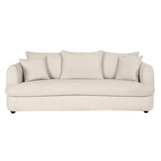Miliboo Sof&aacute; Cama 3-4 Plazas Desenfundable Con Forma De Jud&iacute;a De Tejido Efecto Aterciopelado Beige Claro Sacha