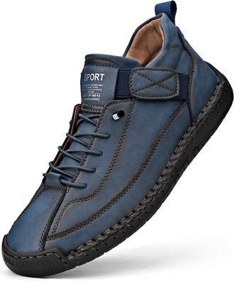 Generic Handmade Leather Orthopedic Comfy Shoes, Comfortable Orthopedic Sneakers Slip On Design Unisex Handmade Leather Comfy Shoes (10,Blue)