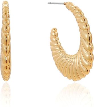 Ettika Ribbed Hoop Earrings in Gold at Nordstrom Rack