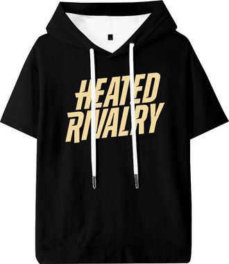Generic Heated Rivalry Logo Merch Hooded T-Shirts Unisex Short Sleeve Tee Casual Clothes (M,Black)