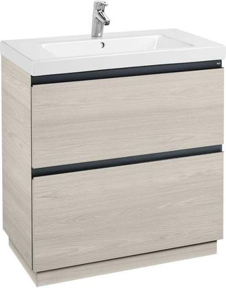 Roca Roca - Pack Unik Mueble Base De 2 Cajones + Lavabo Lander Color: Fresno N&oacute;rdico - Medidas: 800x460x865 Mm