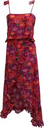 Paloma Blue Floral-Print Cropped Top and Maxi Skirt Set in Multicolor Viscose