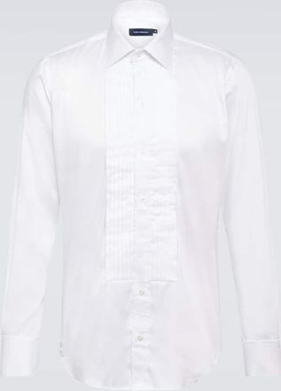 Thom Sweeney Cotton-blend poplin tuxedo shirt