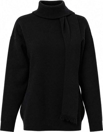 Trendyol Modest Dames Zwart Effen Lang, Oversized Modest Truien
