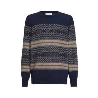 Brunello Cucinelli Truien & Vesten, Heren, Veelkleurig, M, Wol, Nordic Jacquard Trui