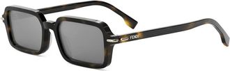 Fendi Rechthoekige acetaat zonnebril in havana - unisex - Zonnebrillen - Bruin - ONE Size - Accessoires