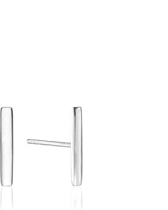 Lily & Roo Silver Plain Bar Stud Earrings