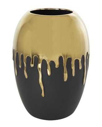 CosmoLiving by Cosmopolitan Cosmoliving By Cosmopolitan Ceramic Vase With Abstract Melting Drips