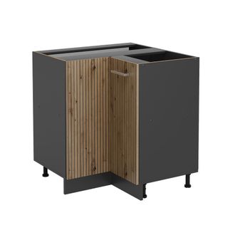 Vicco Armario De Esquina R-line, Roble Artesanal, 75.6 Cm Sin Encimera