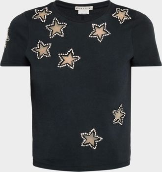 Alice & Olivia Cindy Embellished Star Cropped T-Shirt