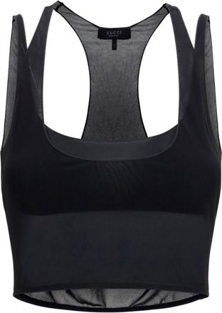 Gucci Black Solid Scoop Neck Top