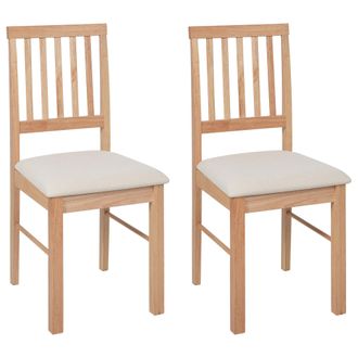 Beliani Conjunto De 2 Sillas De Comedor Tapizadas Madera Clara Beige Claro Orono