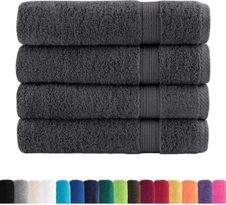 vidaXL Toallas De Ba&ntilde;o Solund 4 Unidades Antracita 100x150 Cm 600 Gsm Vidaxl